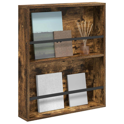 vidaXL Magazine Rack Smoked Oak 60 x 12 x 70 cm Engineered Wood