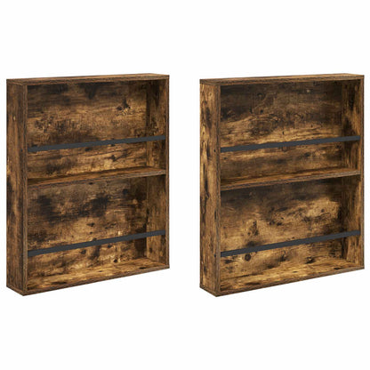 vidaXL Magazine Rack 2 pcs Smoked Oak 60 x 12 x 70 cm Engineered Wood