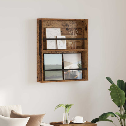 vidaXL Magazine Rack Old Wood 60 x 12 x 70 cm Engineered Wood