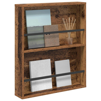 vidaXL Magazine Rack Old Wood 60 x 12 x 70 cm Engineered Wood