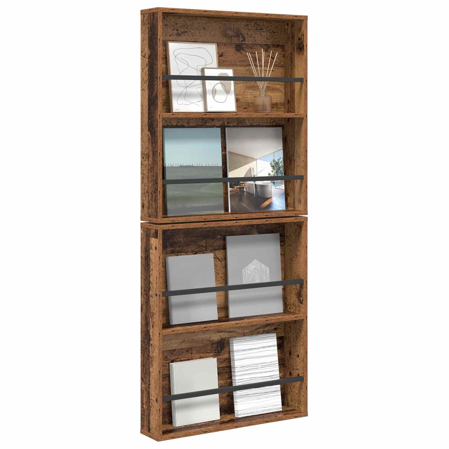 vidaXL Magazine Rack 2 pcs Old Wood 60 x 12 x 70 cm Engineered Wood