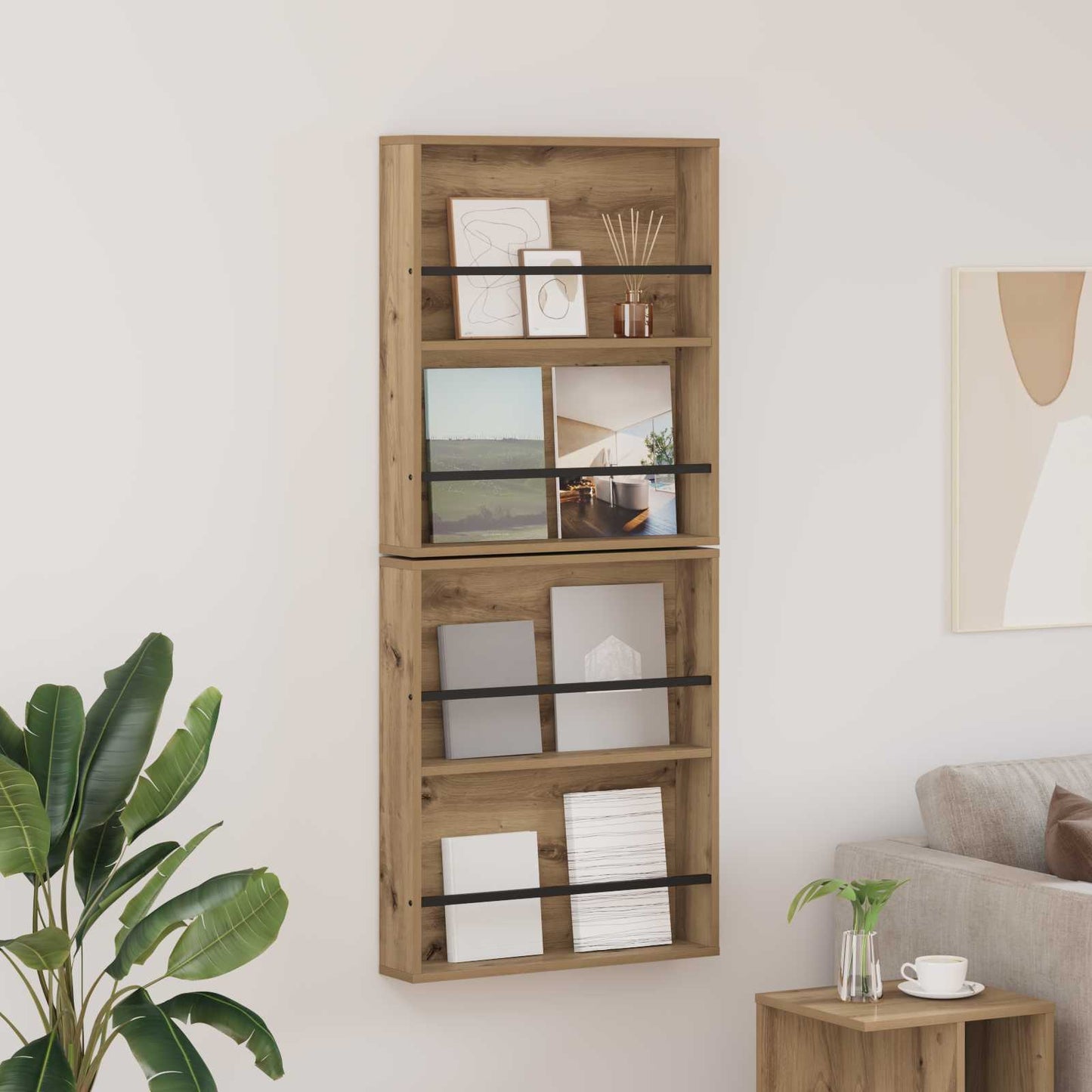 vidaXL Magazine Rack 2 pcs Artisan Oak 60 x 12 x 70 cm Engineered Wood
