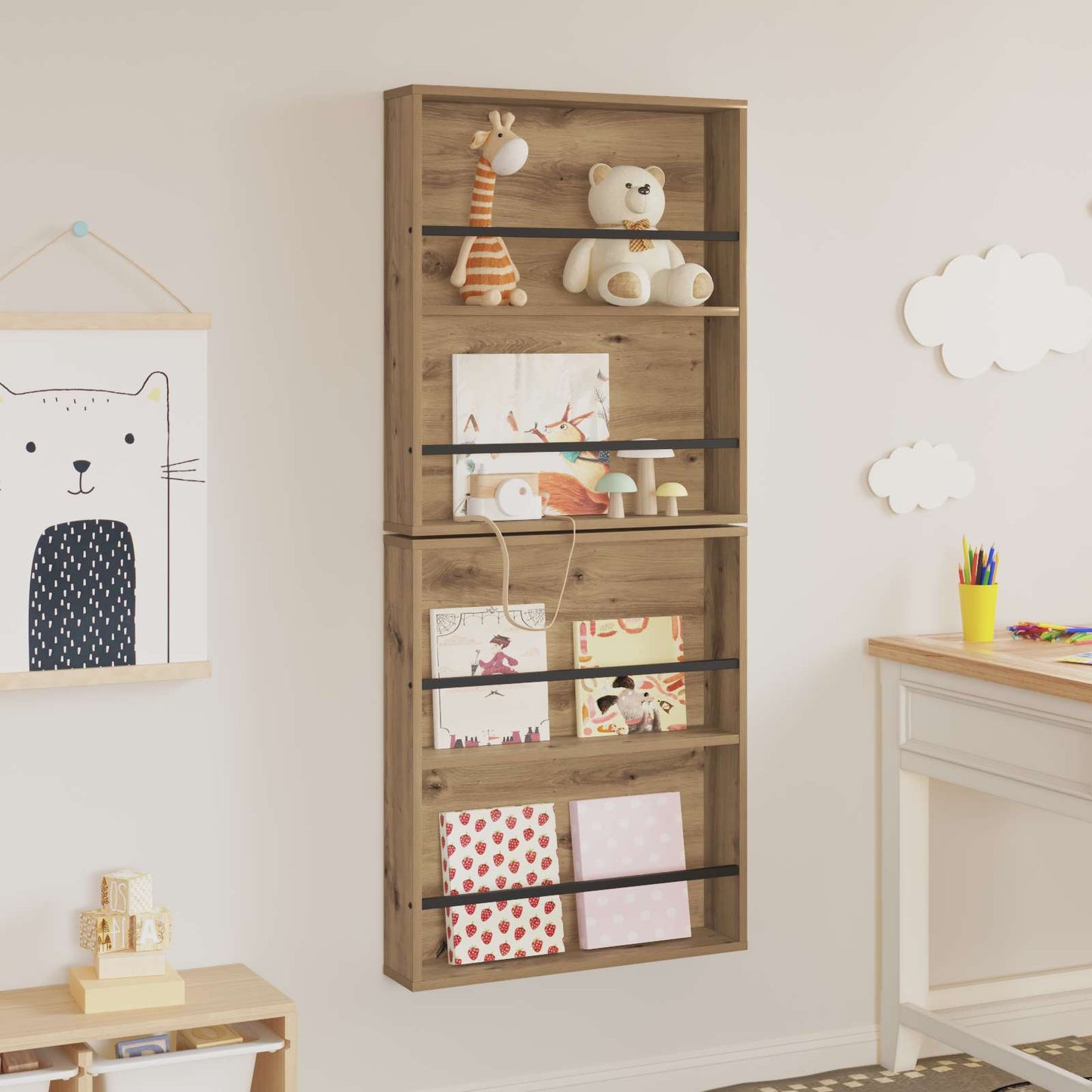 vidaXL Magazine Rack 2 pcs Artisan Oak 60 x 12 x 70 cm Engineered Wood