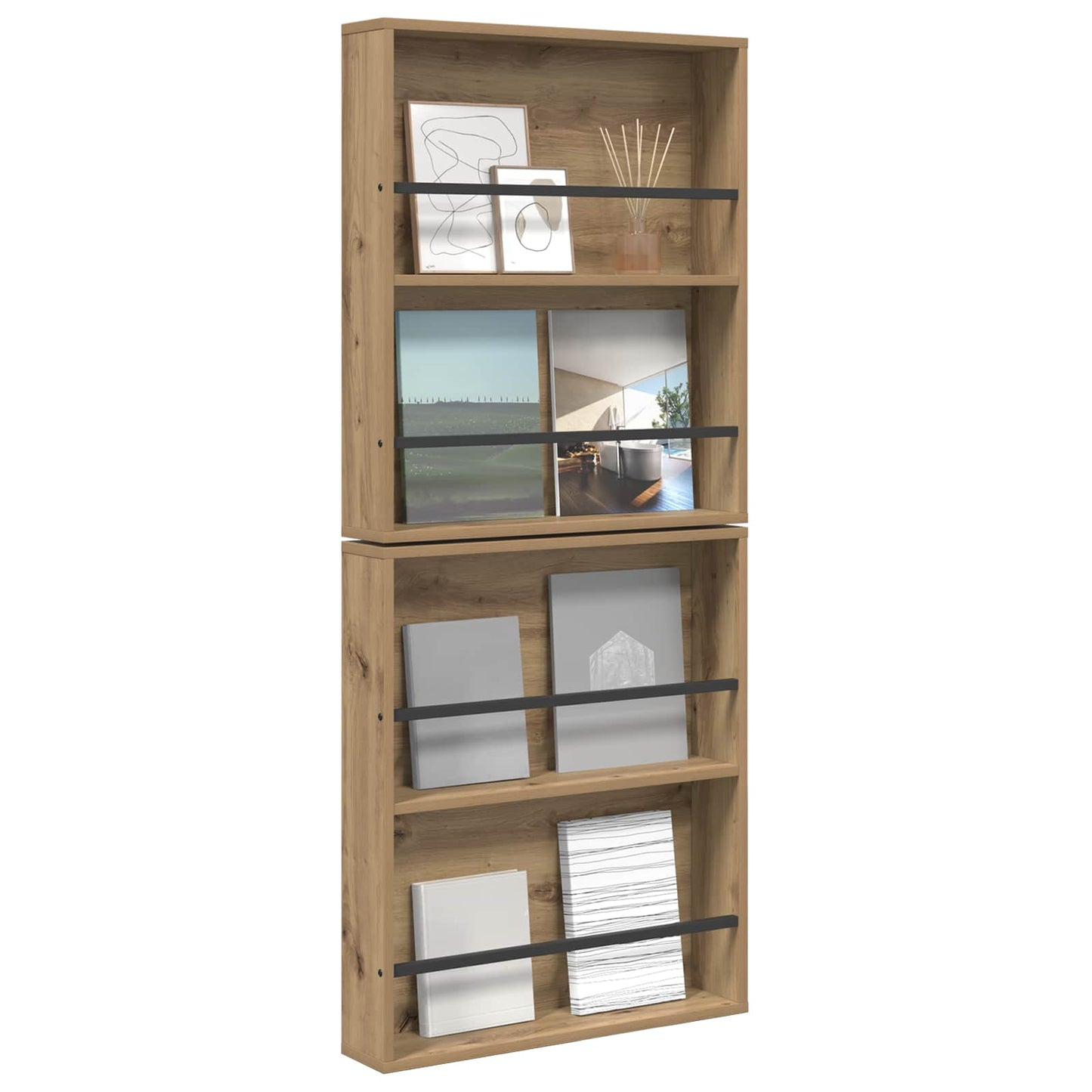 vidaXL Magazine Rack 2 pcs Artisan Oak 60 x 12 x 70 cm Engineered Wood