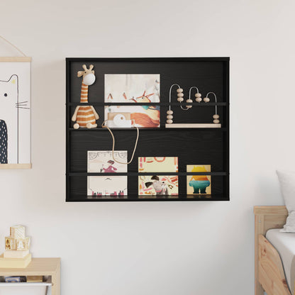 vidaXL Magazine Rack Black Oak 80 x 12 x 70 cm Engineered Wood