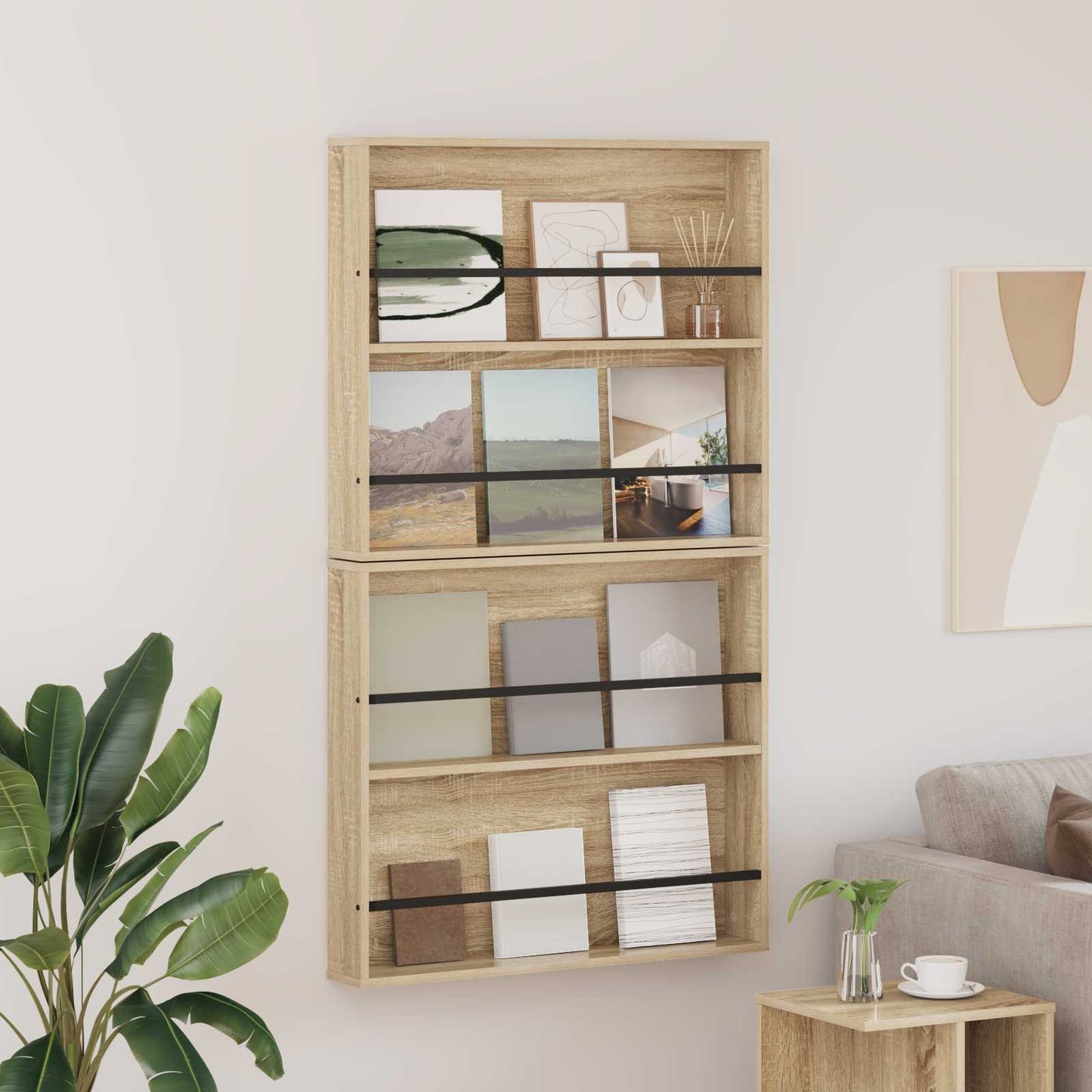 vidaXL Magazine Rack 2 pcs Sonoma Oak 80 x 12 x 70 cm Engineered Wood