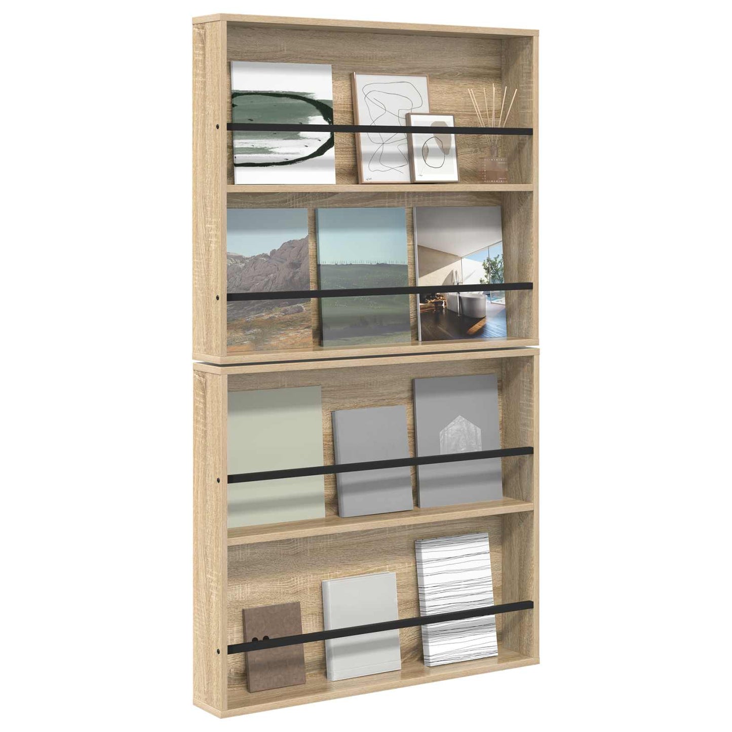 vidaXL Magazine Rack 2 pcs Sonoma Oak 80 x 12 x 70 cm Engineered Wood
