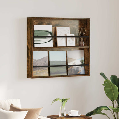 vidaXL Magazine Rack Smoked Oak 80 x 12 x 70 cm Engineered Wood