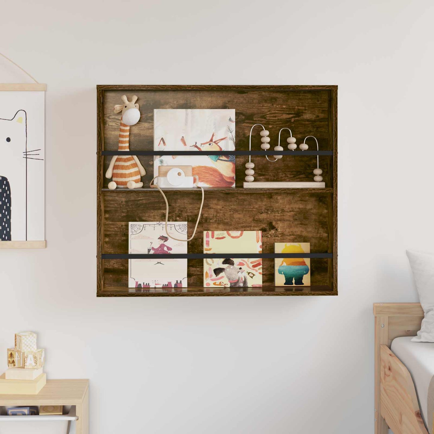 vidaXL Magazine Rack Smoked Oak 80 x 12 x 70 cm Engineered Wood