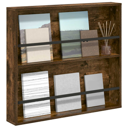 vidaXL Magazine Rack Smoked Oak 80 x 12 x 70 cm Engineered Wood