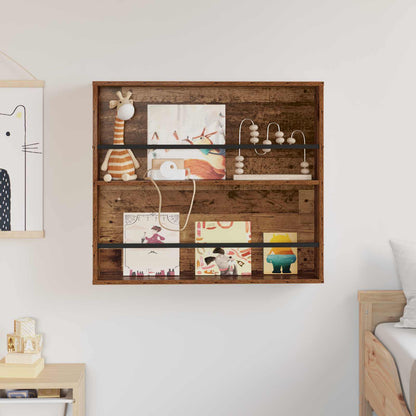 vidaXL Magazine Rack Old Wood 80 x 12 x 70 cm Engineered Wood