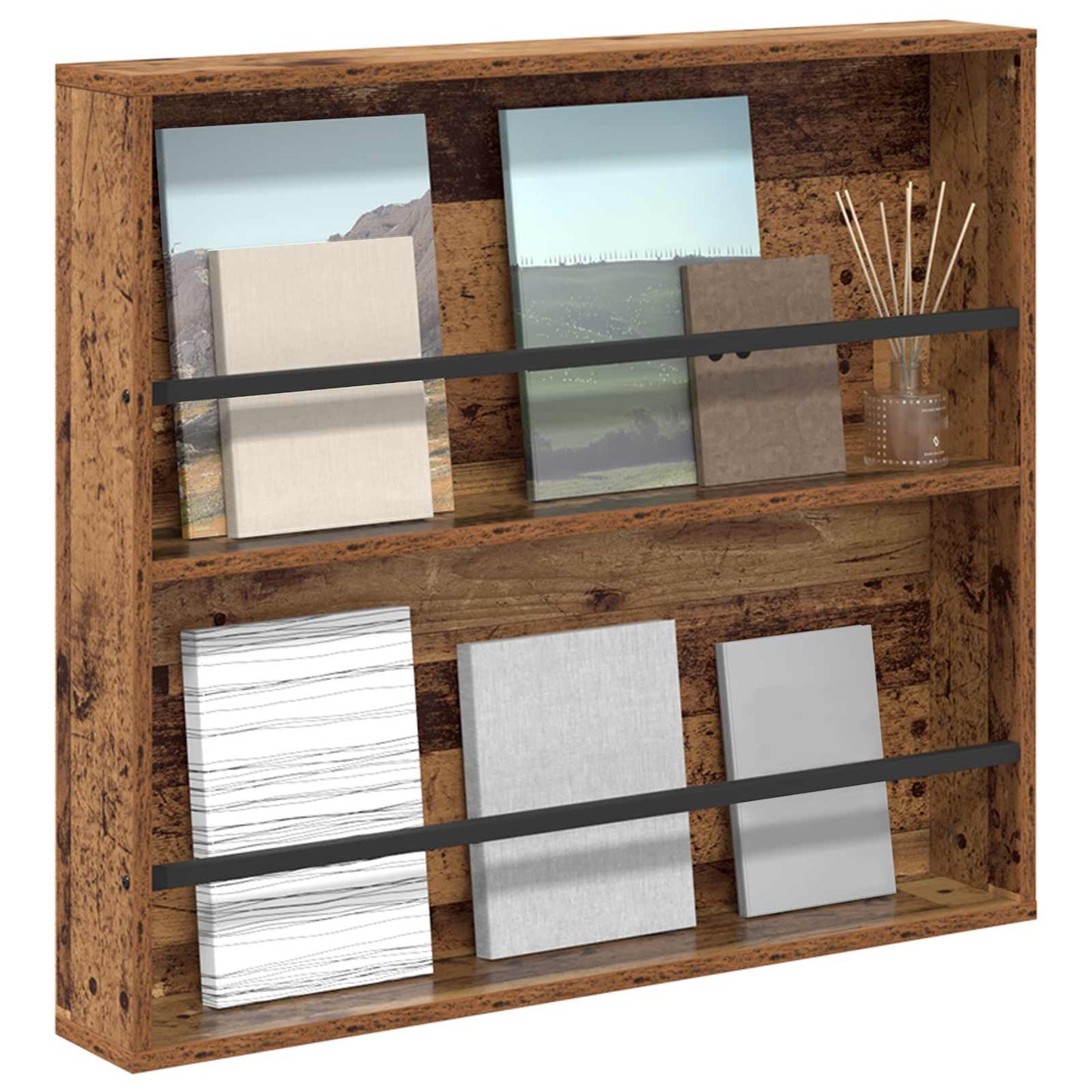 vidaXL Magazine Rack Old Wood 80 x 12 x 70 cm Engineered Wood
