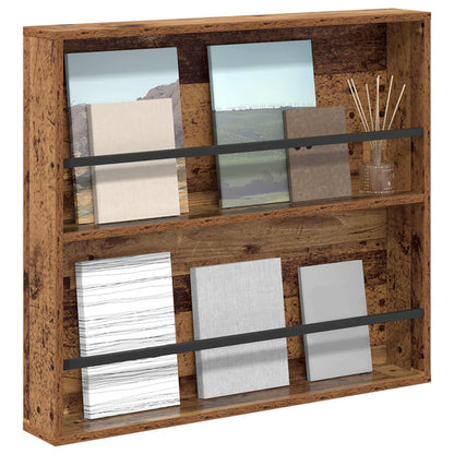 vidaXL Magazine Rack Old Wood 80 x 12 x 70 cm Engineered Wood