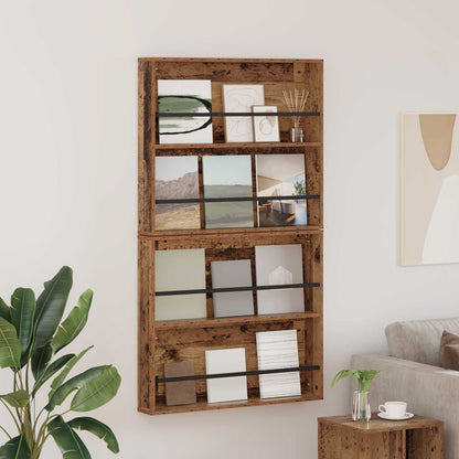 vidaXL Magazine Rack 2 pcs Old Wood 80 x 12 x 70 cm Engineered Wood