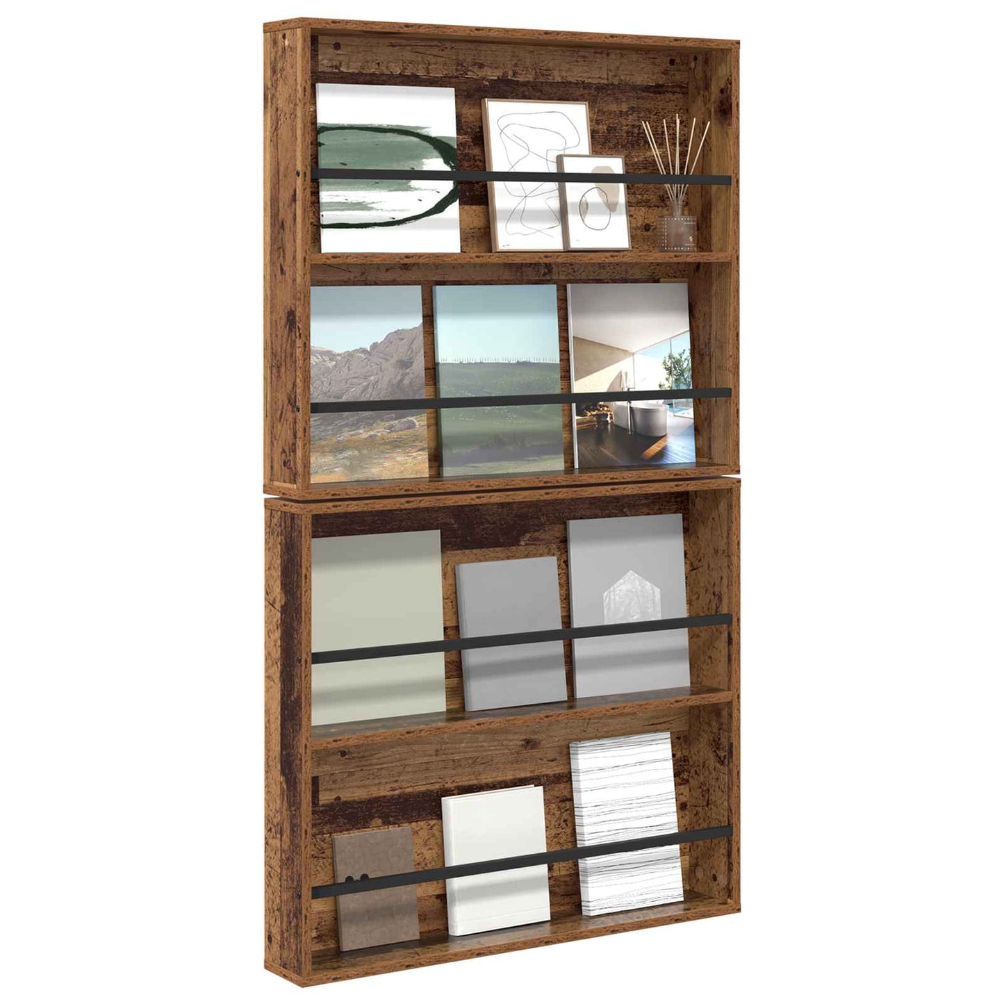 vidaXL Magazine Rack 2 pcs Old Wood 80 x 12 x 70 cm Engineered Wood