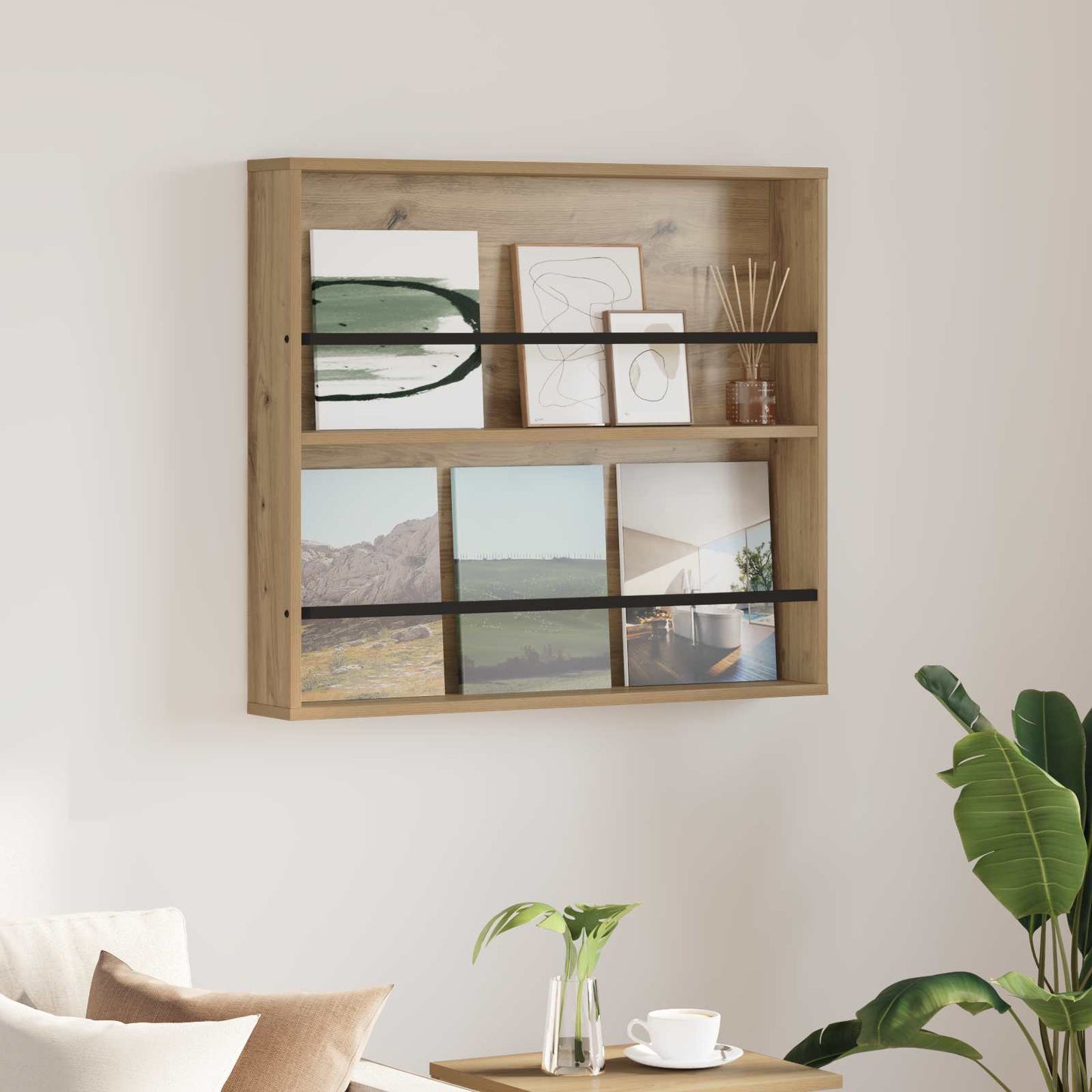 vidaXL Magazine Rack Artisan Oak 80 x 12 x 70 cm Engineered Wood