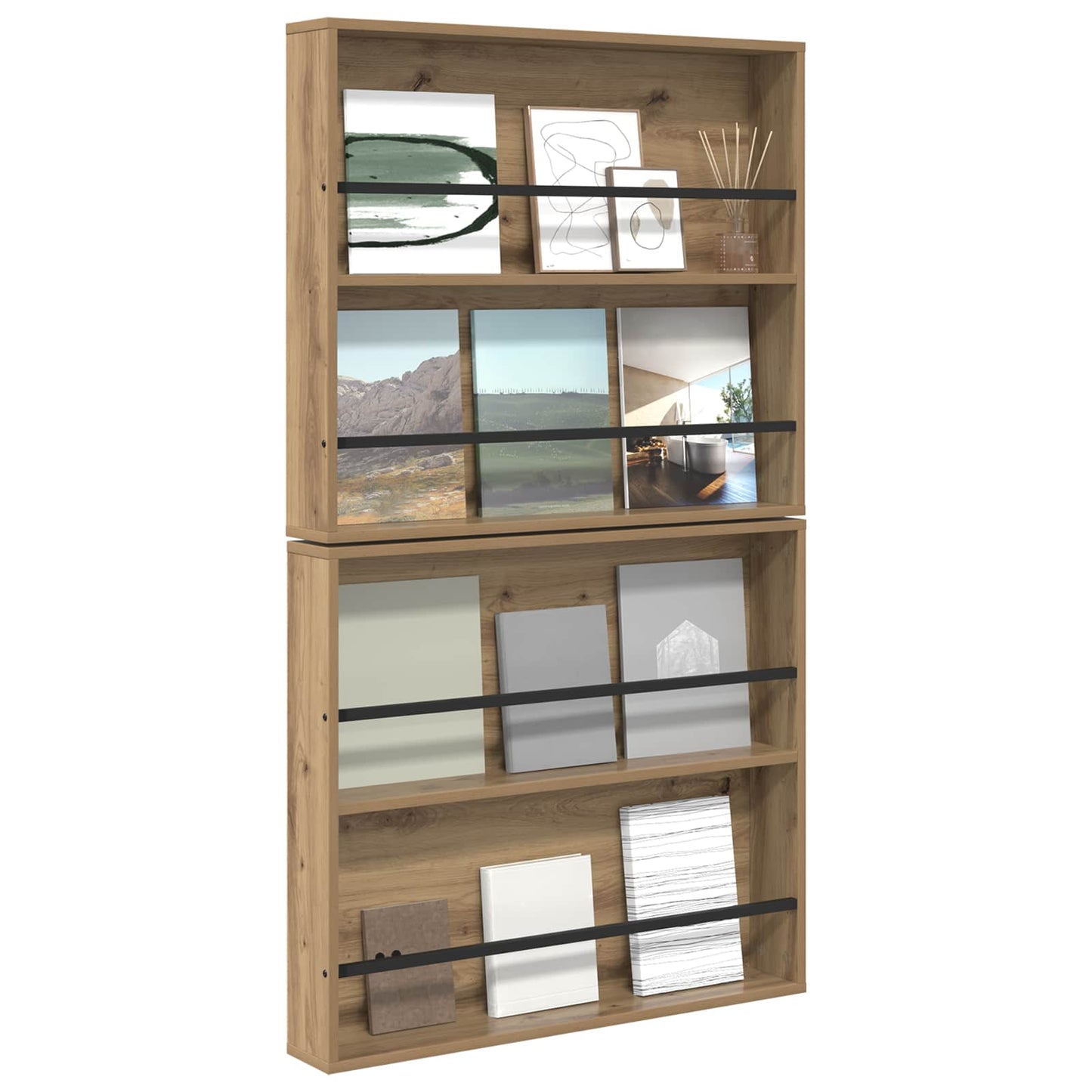 vidaXL Magazine Rack 2 pcs Artisan Oak 80 x 12 x 70 cm Engineered Wood