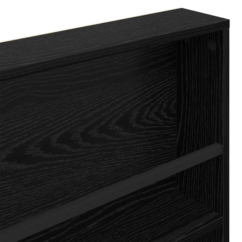 vidaXL Magazine Rack Black Oak 100 x 12 x 70 cm Engineered Wood