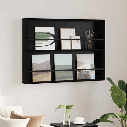 vidaXL Magazine Rack Black Oak 100 x 12 x 70 cm Engineered Wood
