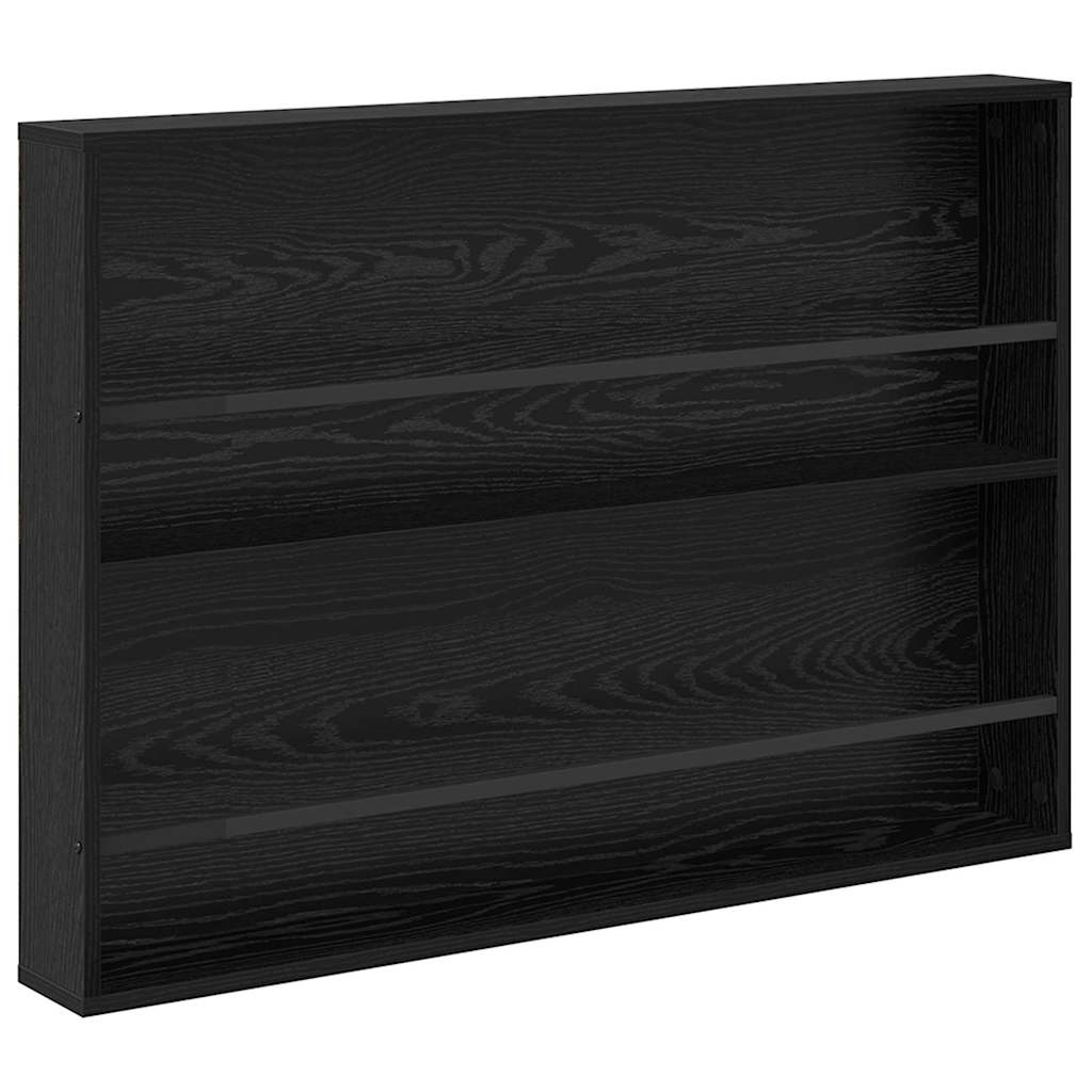 vidaXL Magazine Rack Black Oak 100 x 12 x 70 cm Engineered Wood