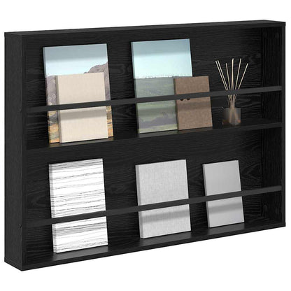vidaXL Magazine Rack Black Oak 100 x 12 x 70 cm Engineered Wood