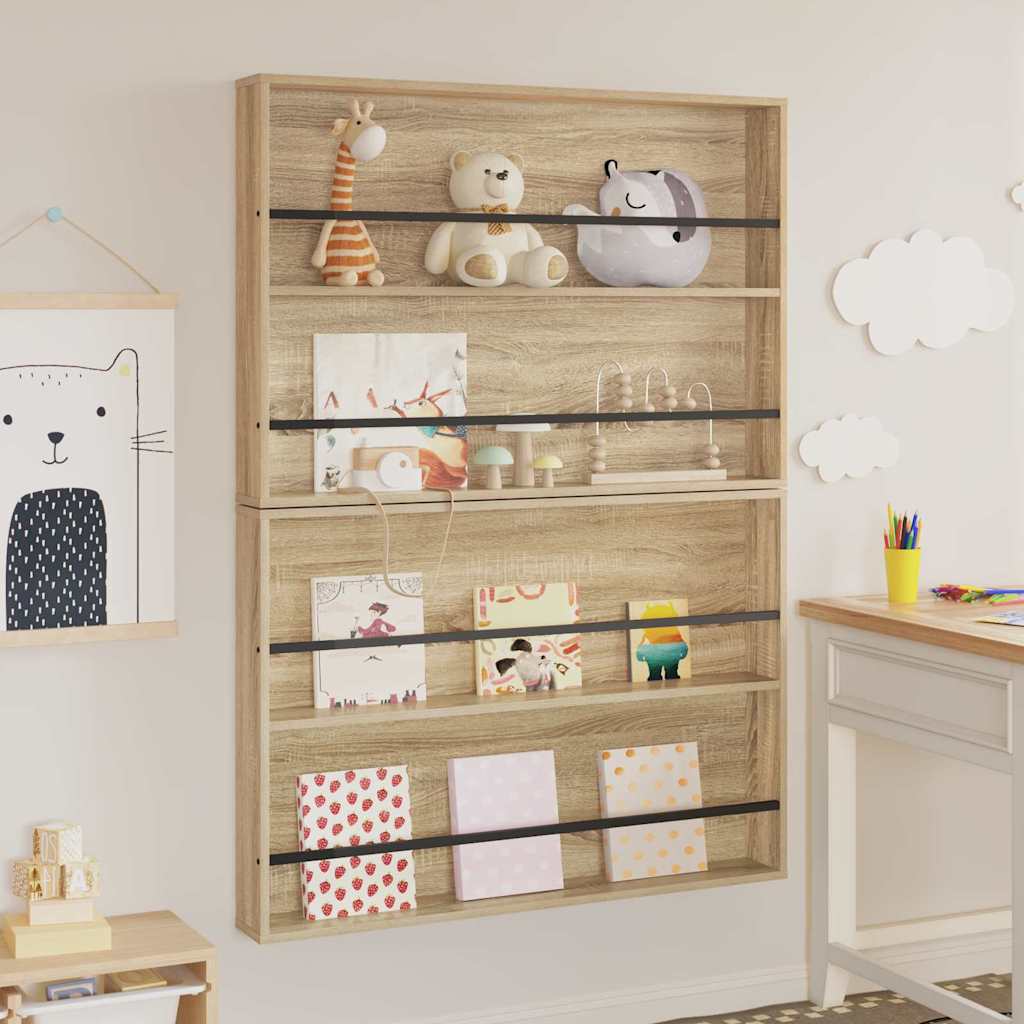 vidaXL Magazine Rack 2 pcs Sonoma Oak 100 x 12 x 70 cm Engineered Wood