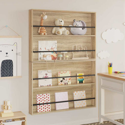 vidaXL Magazine Rack 2 pcs Sonoma Oak 100 x 12 x 70 cm Engineered Wood