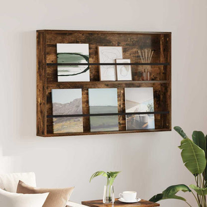 vidaXL Magazine Rack Smoked Oak 100 x 12 x 70 cm Engineered Wood