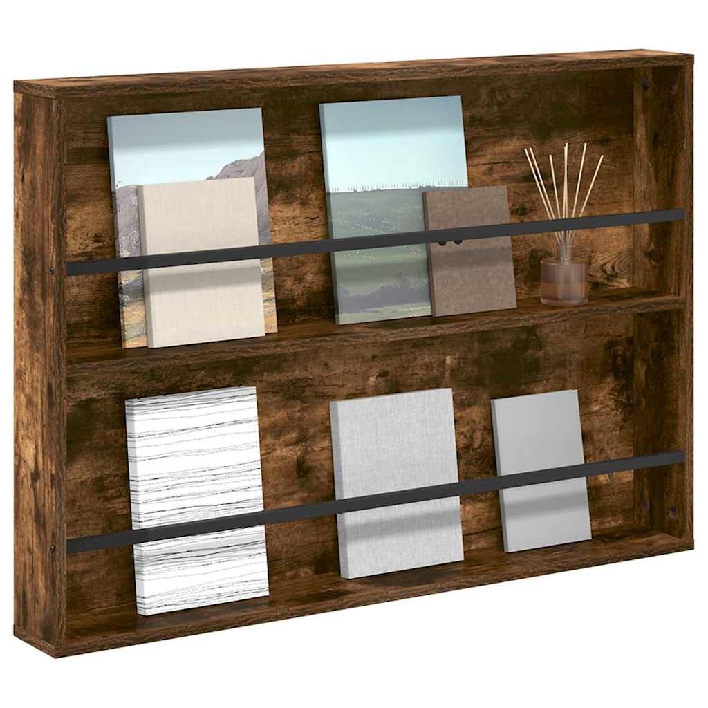vidaXL Magazine Rack Smoked Oak 100 x 12 x 70 cm Engineered Wood