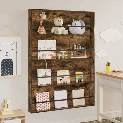 vidaXL Magazine Rack 2 pcs Smoked Oak 100 x 12 x 70 cm Engineered Wood