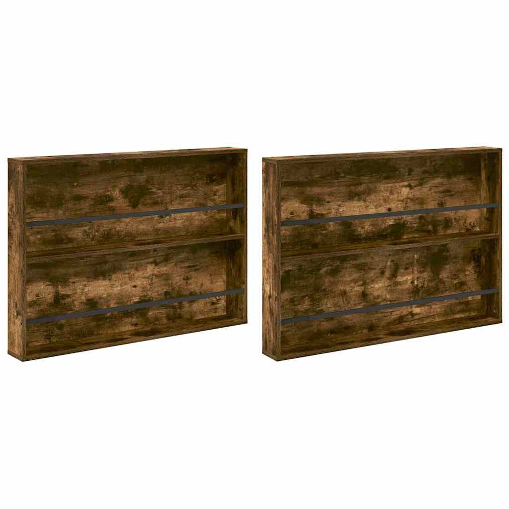 vidaXL Magazine Rack 2 pcs Smoked Oak 100 x 12 x 70 cm Engineered Wood