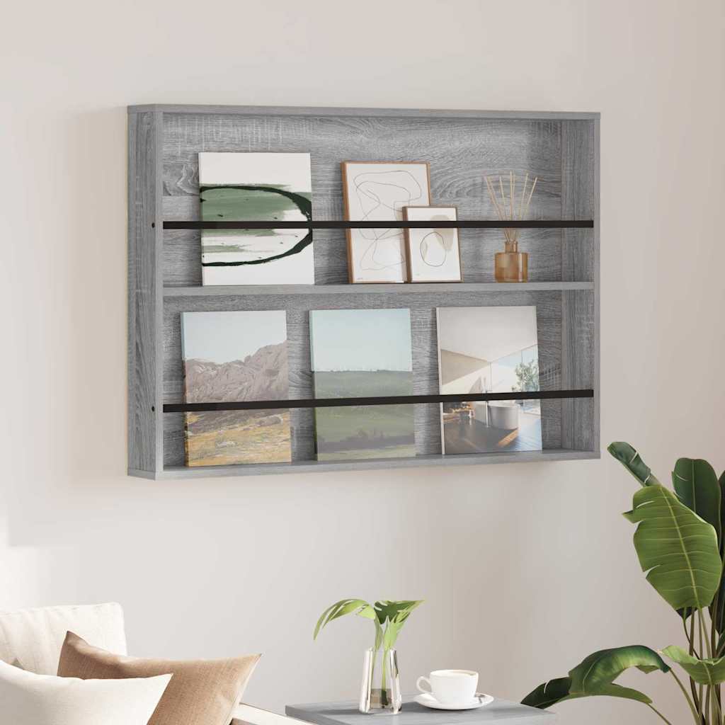 vidaXL Magazine Rack Grey Sonoma 100 x 12 x 70 cm Engineered Wood