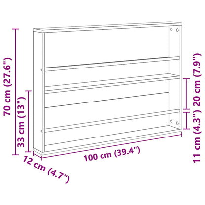 vidaXL Magazine Rack Grey Sonoma 100 x 12 x 70 cm Engineered Wood