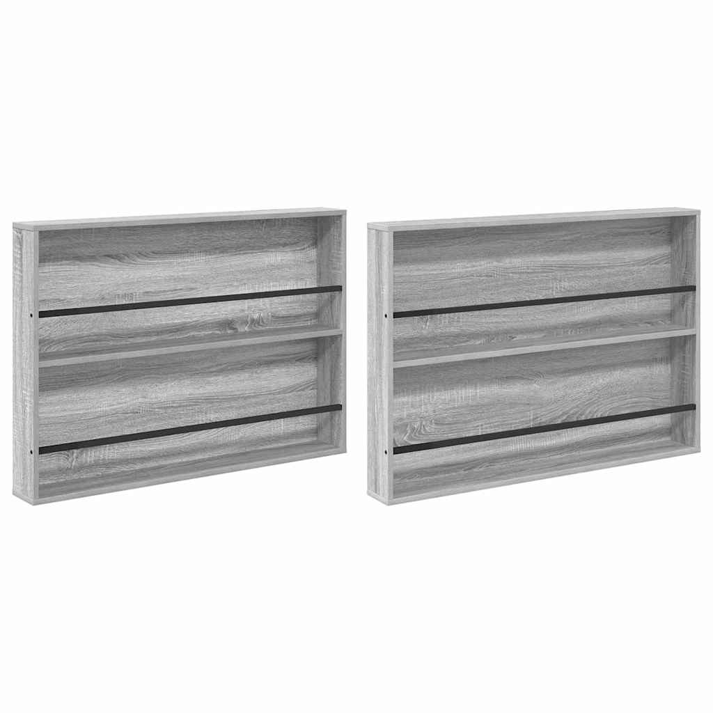 vidaXL Magazine Rack with Shelf 2 pcs Grey Sonoma 100 x 12 x 70 cm