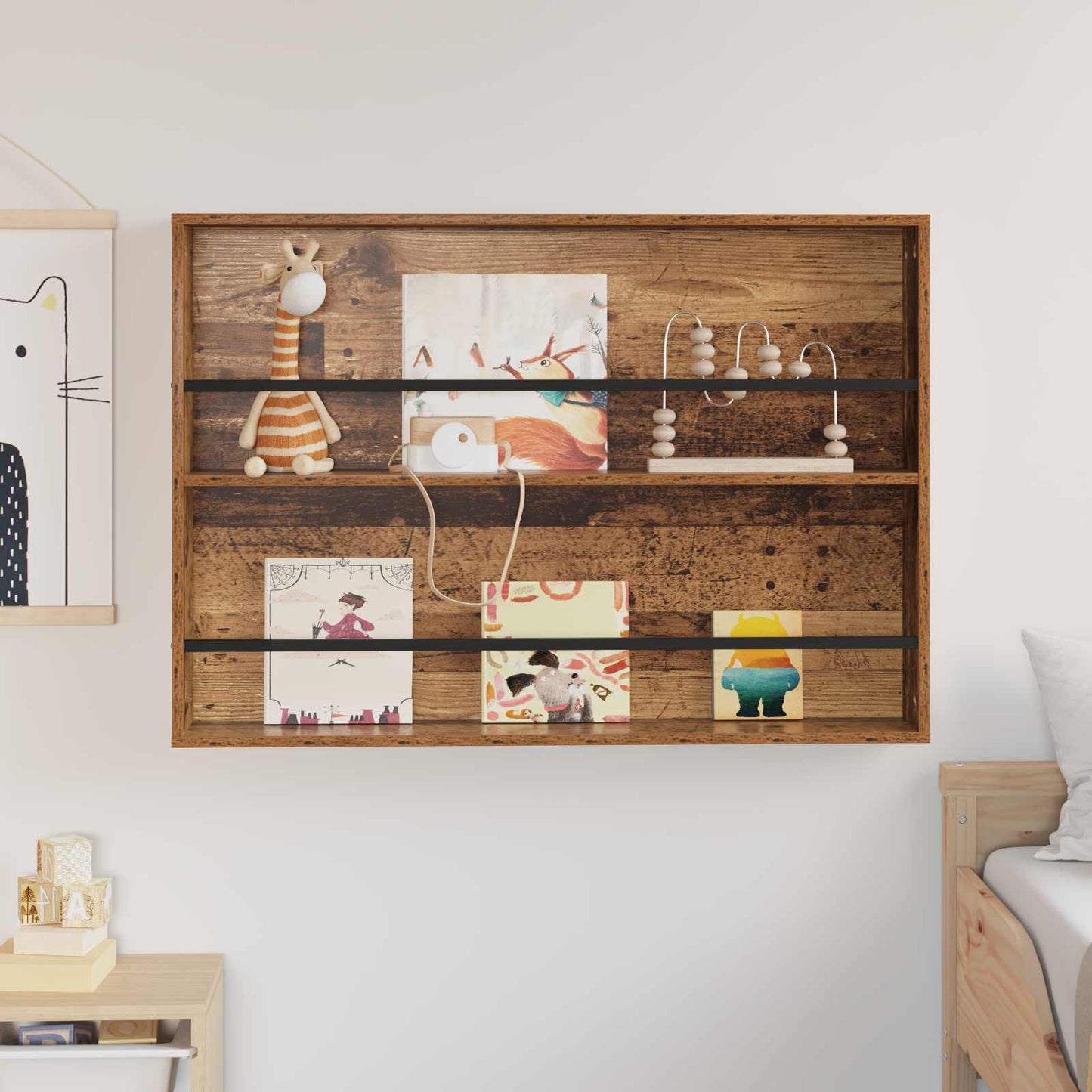 vidaXL Magazine Rack Old Wood 100 x 12 x 70 cm Engineered Wood