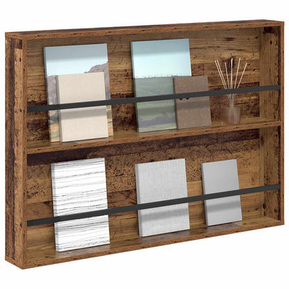 vidaXL Magazine Rack Old Wood 100 x 12 x 70 cm Engineered Wood