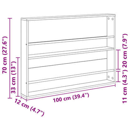 vidaXL Magazine Rack Old Wood 100 x 12 x 70 cm Engineered Wood