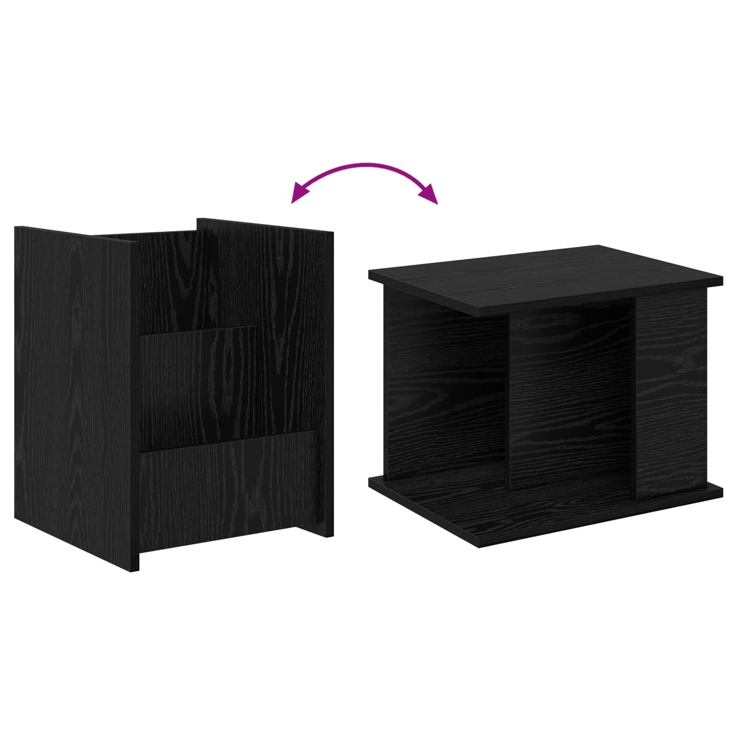vidaXL Magazine Rack Black Oak 35 x 35 x 45 cm Engineered Wood