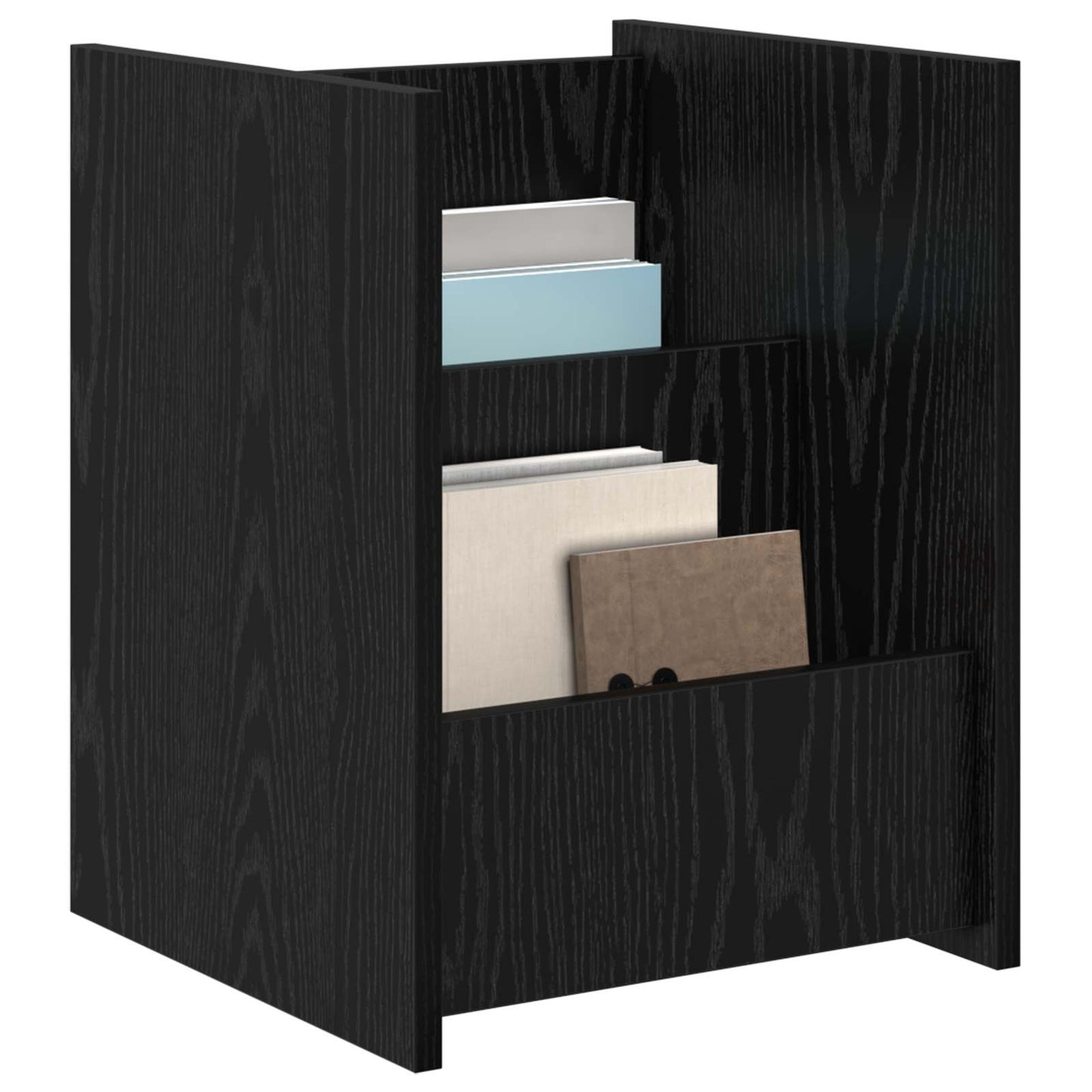 vidaXL Magazine Rack Black Oak 35 x 35 x 45 cm Engineered Wood