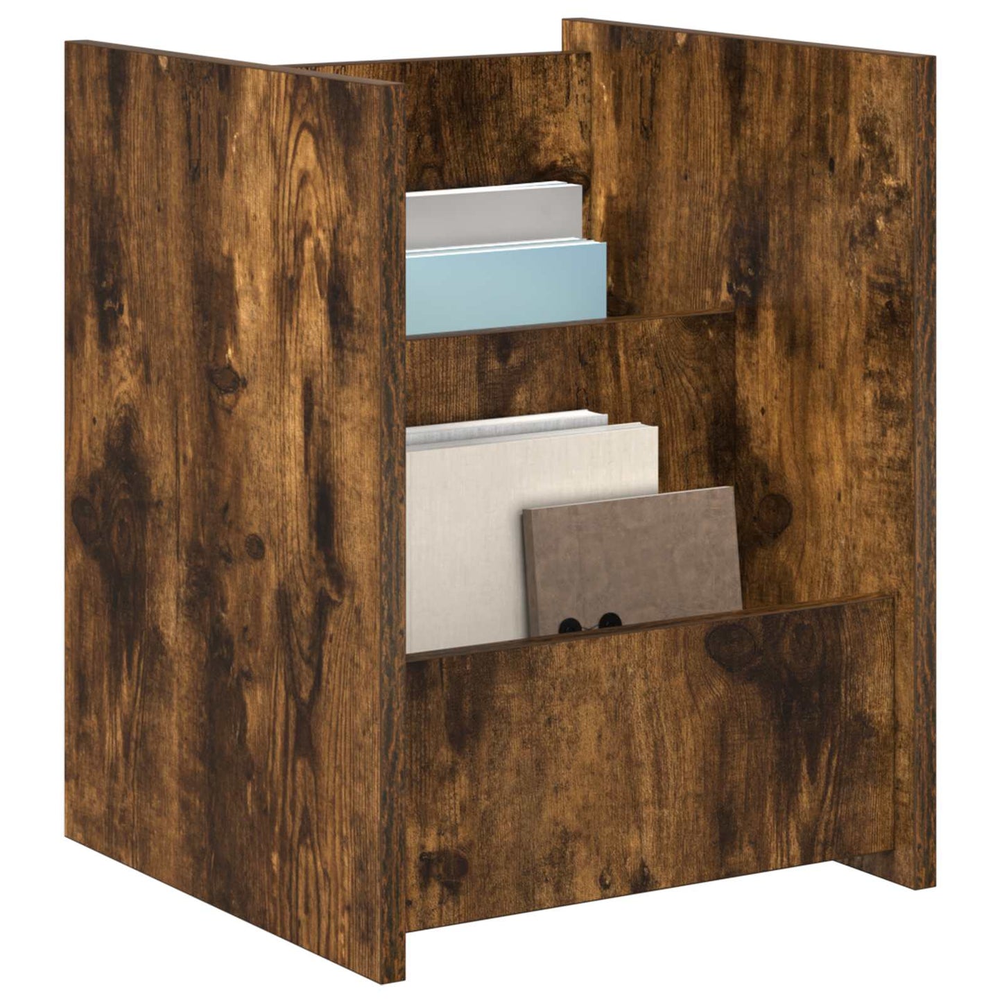 vidaXL Magazine Rack Smoked Oak 35 x 35 x 45 cm Engineered Wood
