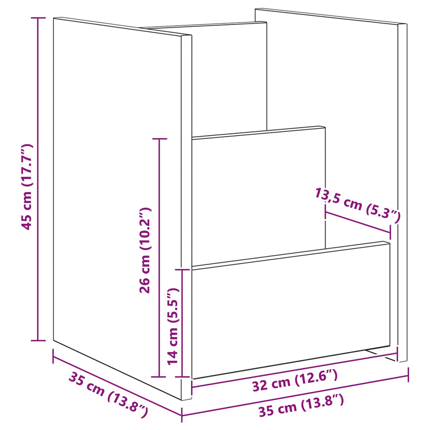 vidaXL Magazine Rack Grey Sonoma 35 x 35 x 45 cm Engineered Wood