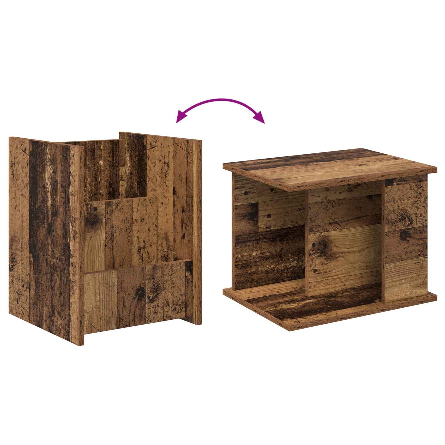 vidaXL Magazine Rack Old Wood 35 x 35 x 45 cm Engineered Wood