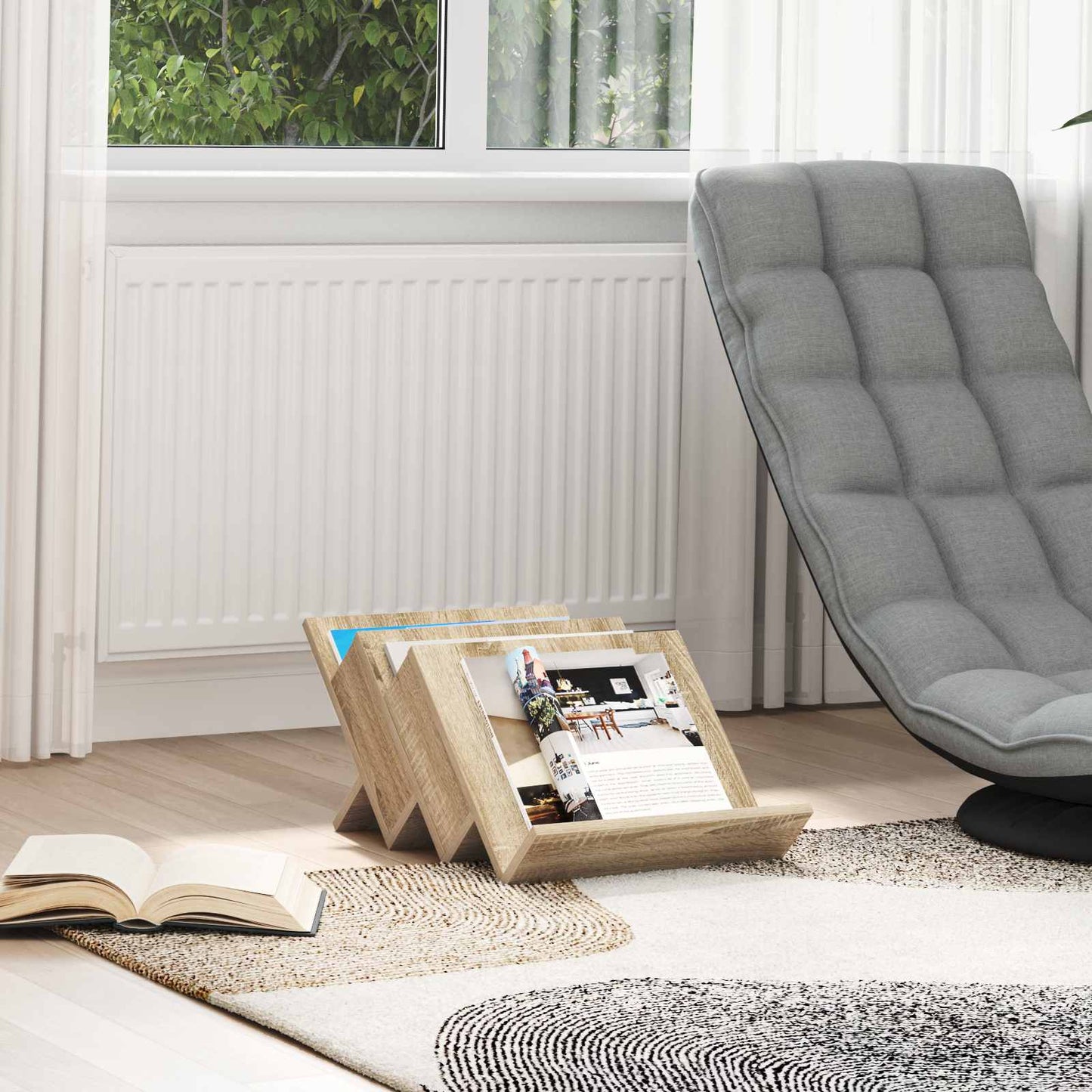 vidaXL Magazine Rack Sonoma Oak 53 x 40 x 28.5 cm Engineered Wood
