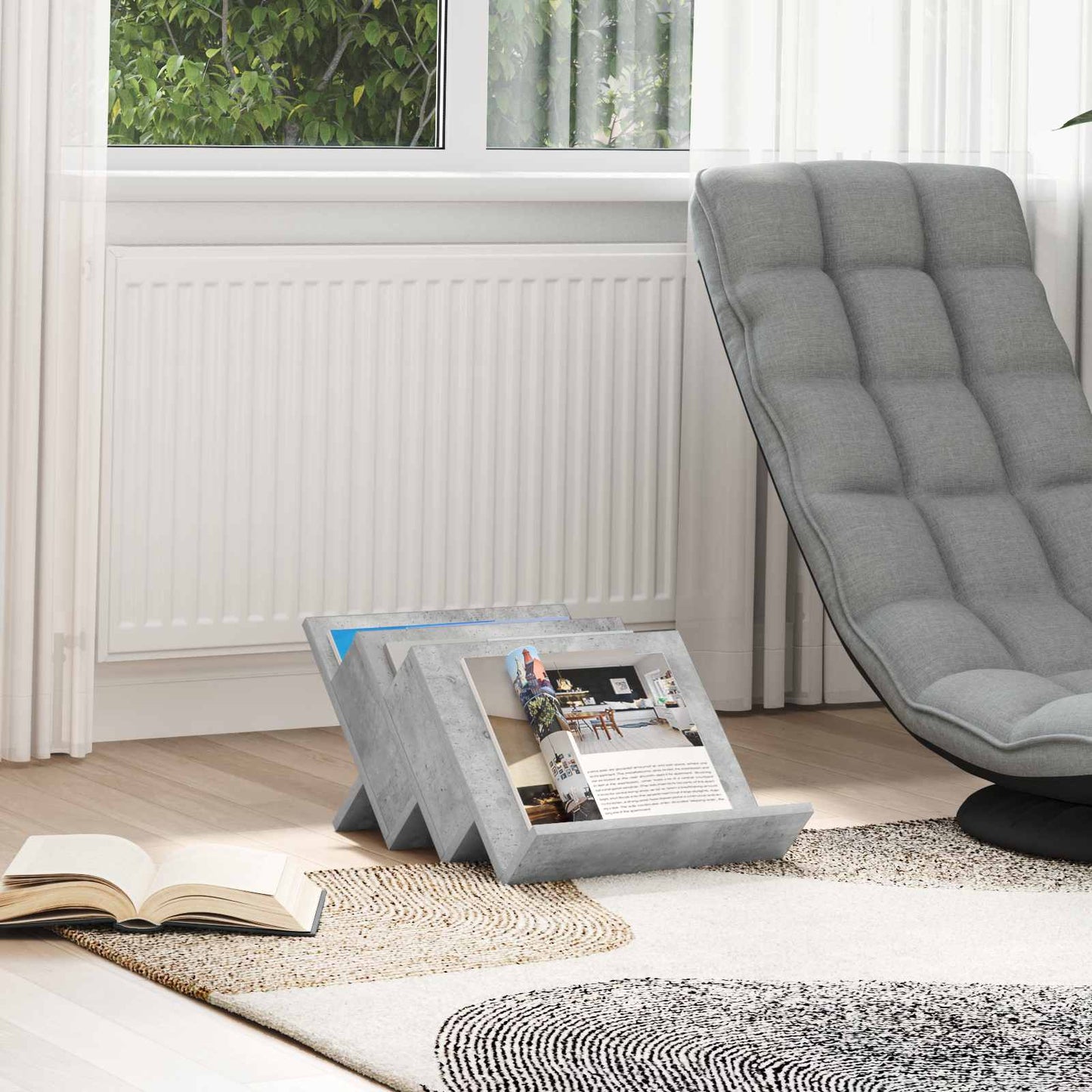 vidaXL Magazine Rack Concerte Grey 53 x 40 x 28.5 cm Engineered Wood