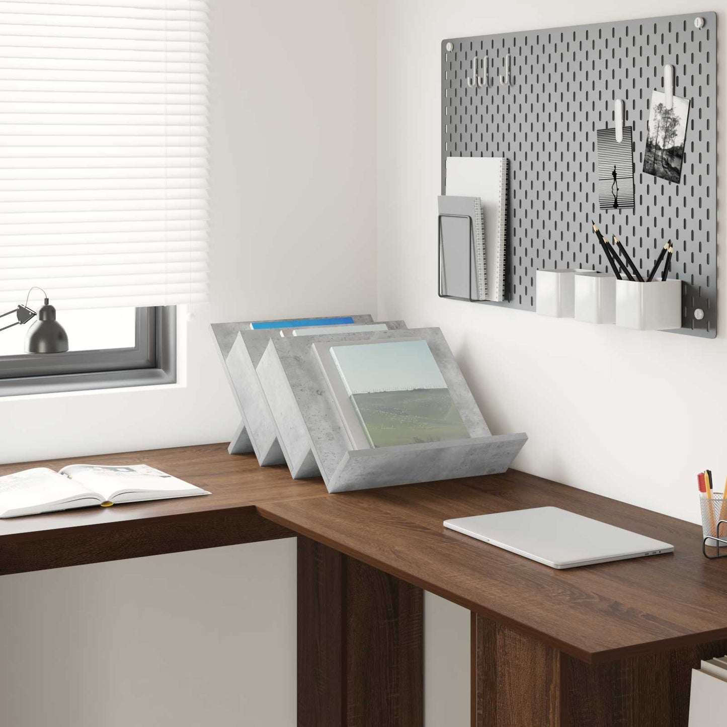 vidaXL Magazine Rack Concerte Grey 53 x 40 x 28.5 cm Engineered Wood