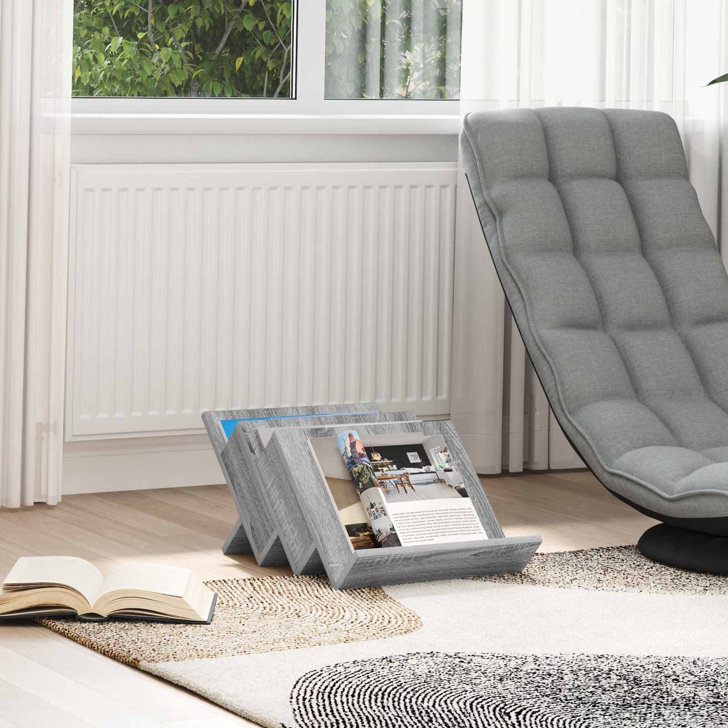vidaXL Magazine Rack Grey Sonoma 53 x 40 x 28.5 cm Engineered Wood