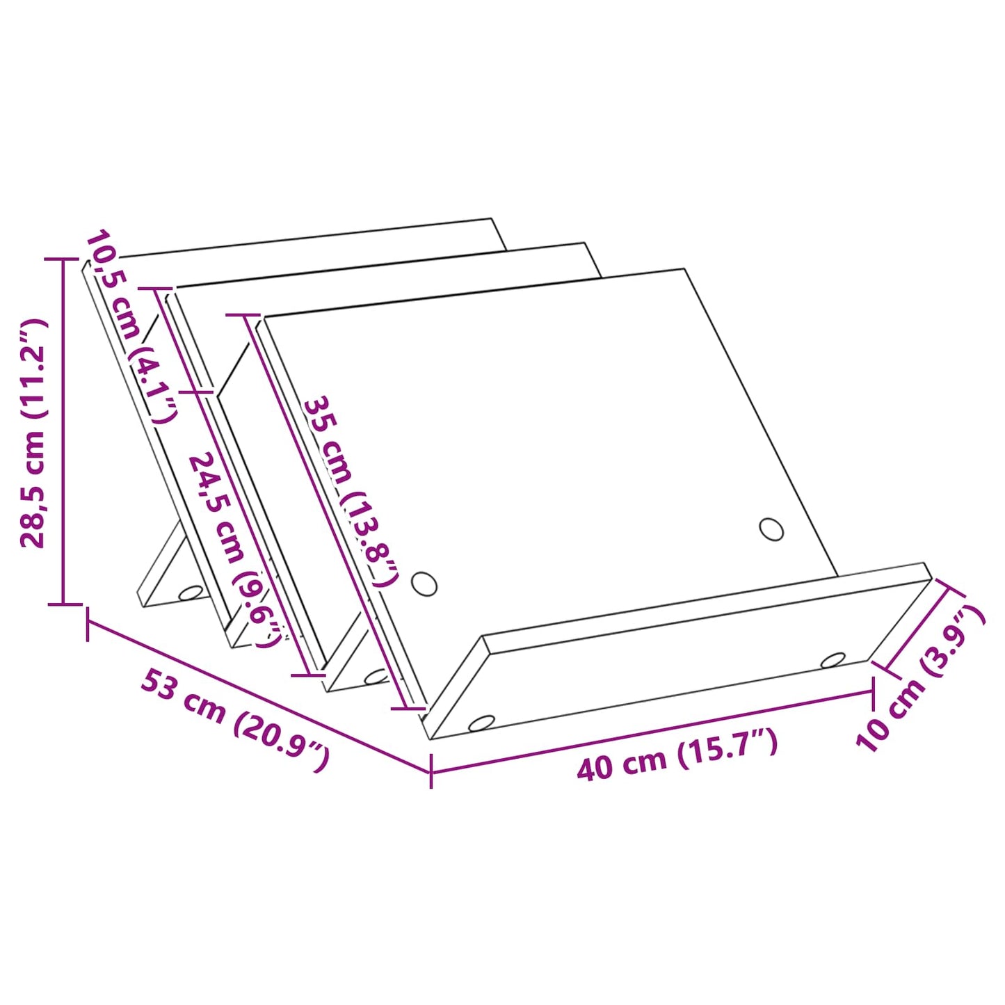 vidaXL Magazine Rack Grey Sonoma 53 x 40 x 28.5 cm Engineered Wood