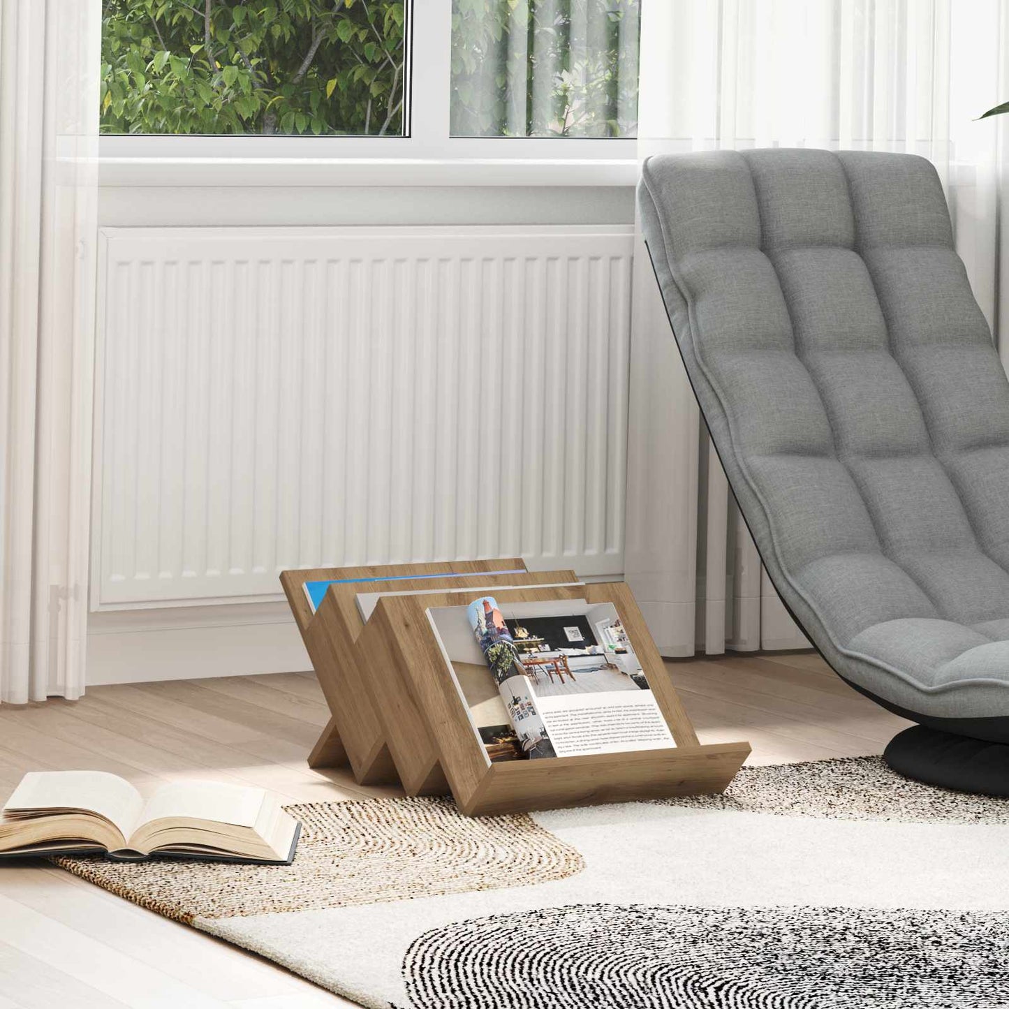 vidaXL Magazine Rack Artisan Oak 53 x 40 x 28.5 cm Engineered Wood