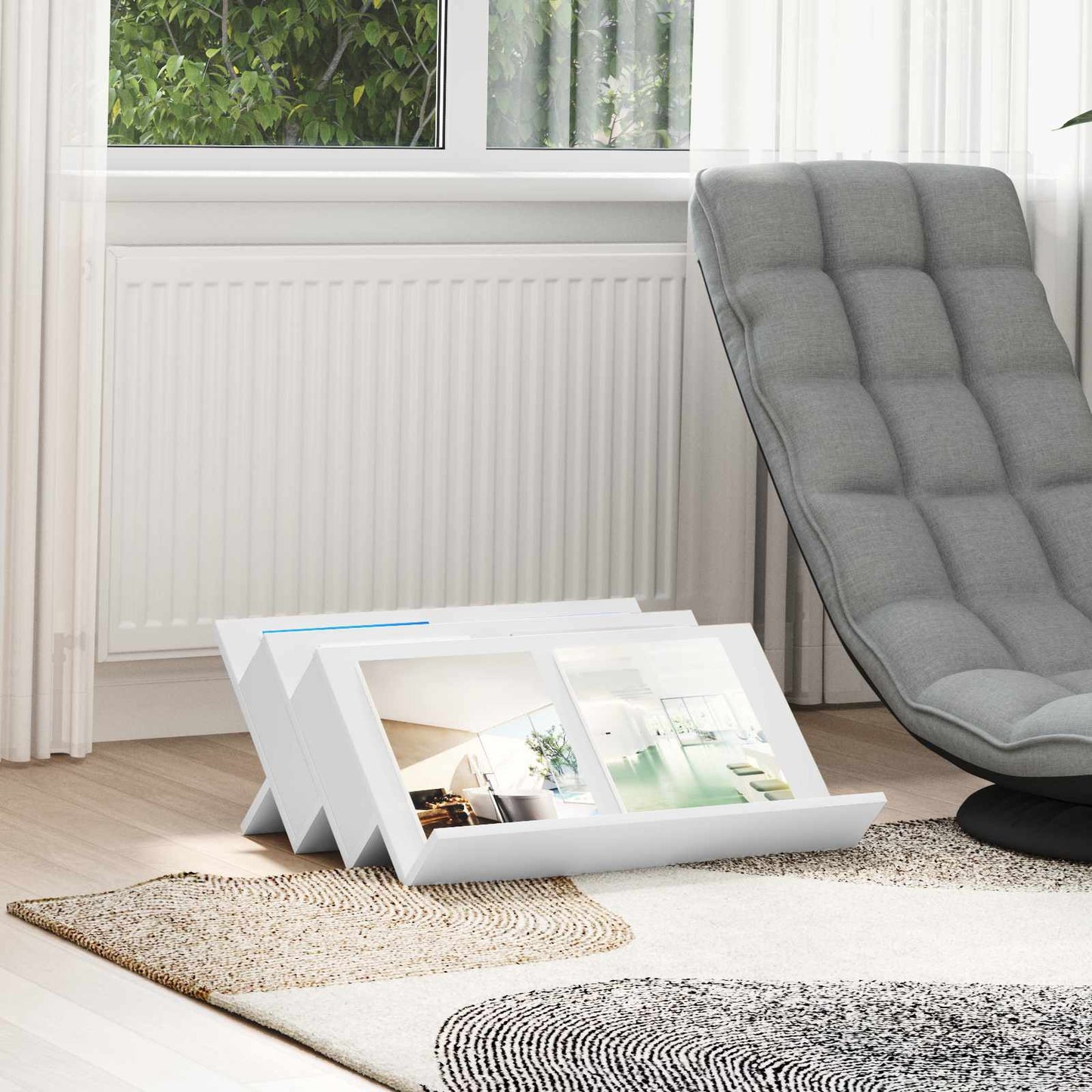 vidaXL Magazine Rack White 65 x 53 x 28.5 cm Engineered Wood
