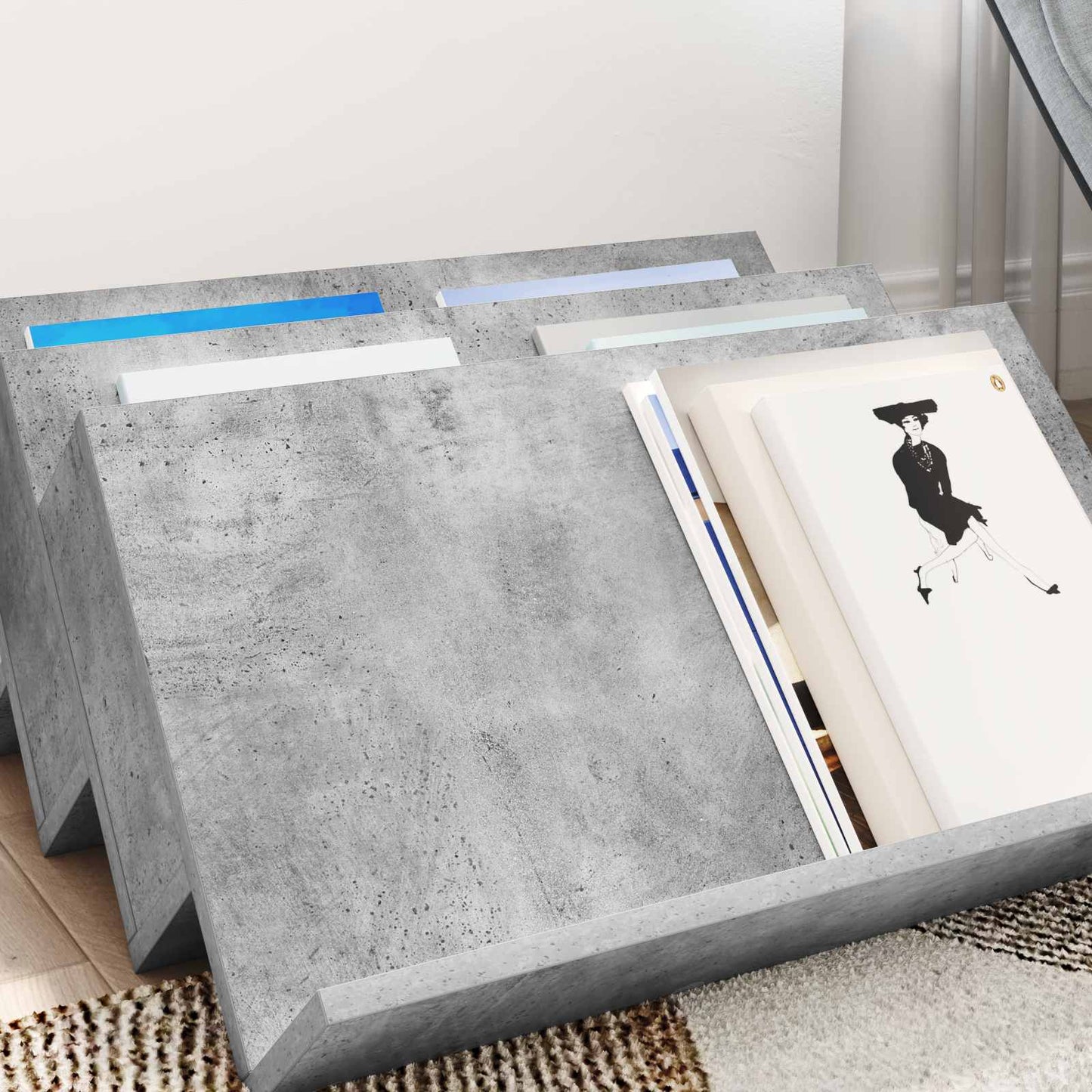 vidaXL Magazine Rack Concerte Grey 65 x 53 x 28.5 cm Engineered Wood